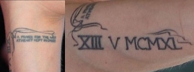 A picture of Two tattoos of Angelina Jolie.